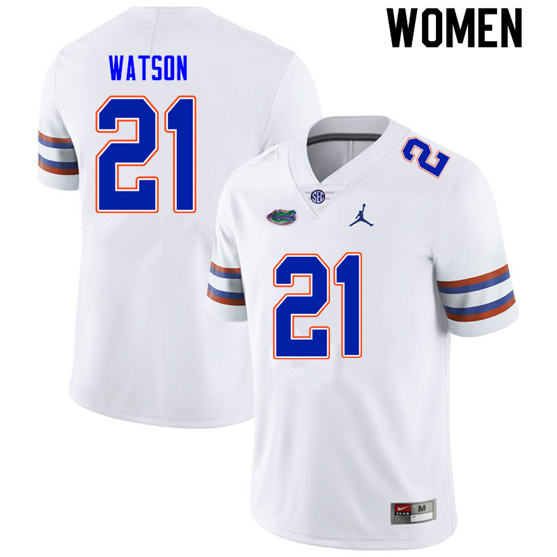 Women #21 Desmond Watson Florida Gators College Football Jerseys Sale-White - Click Image to Close